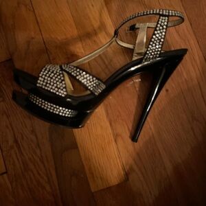 Glamorous Black Platform Heels with Rhinestones